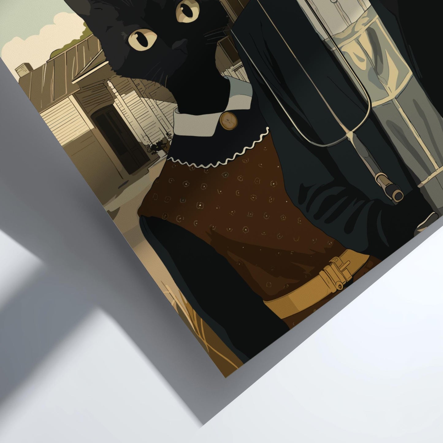 American Gothic Black Cats Poster, Funny Parody Art Print