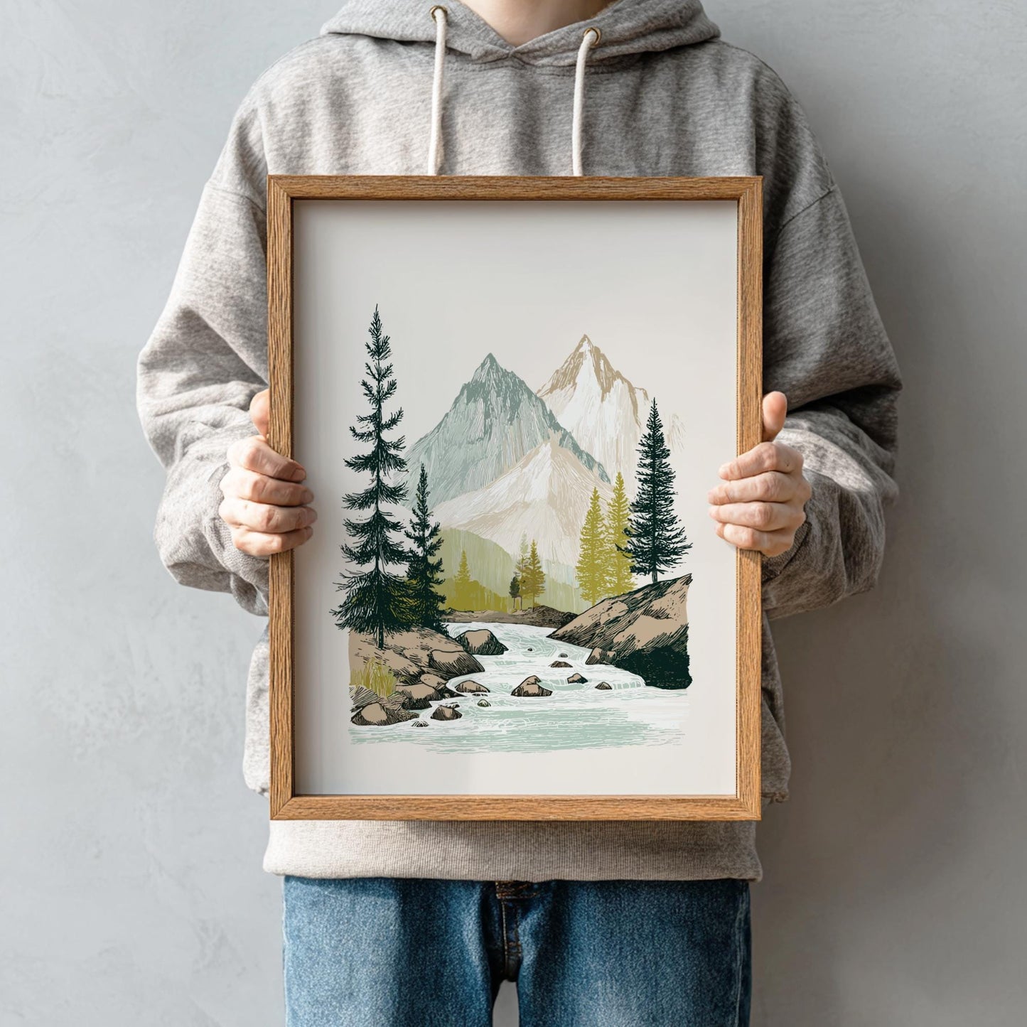 Whispering Needles - Pastel Mountain Landscape Art Print - Serene Nature Wall Decor Poster