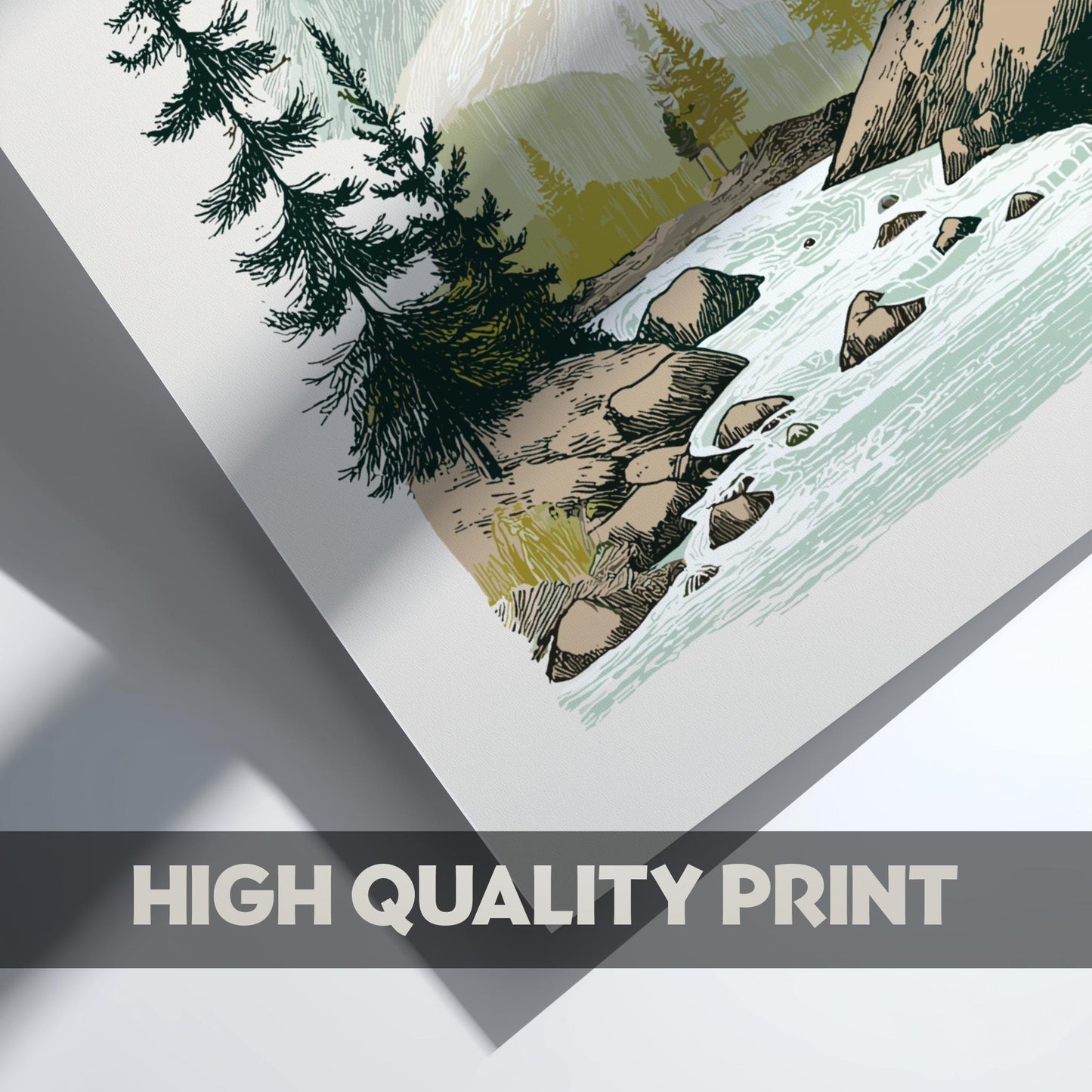 Whispering Needles - Pastel Mountain Landscape Art Print - Serene Nature Wall Decor Poster