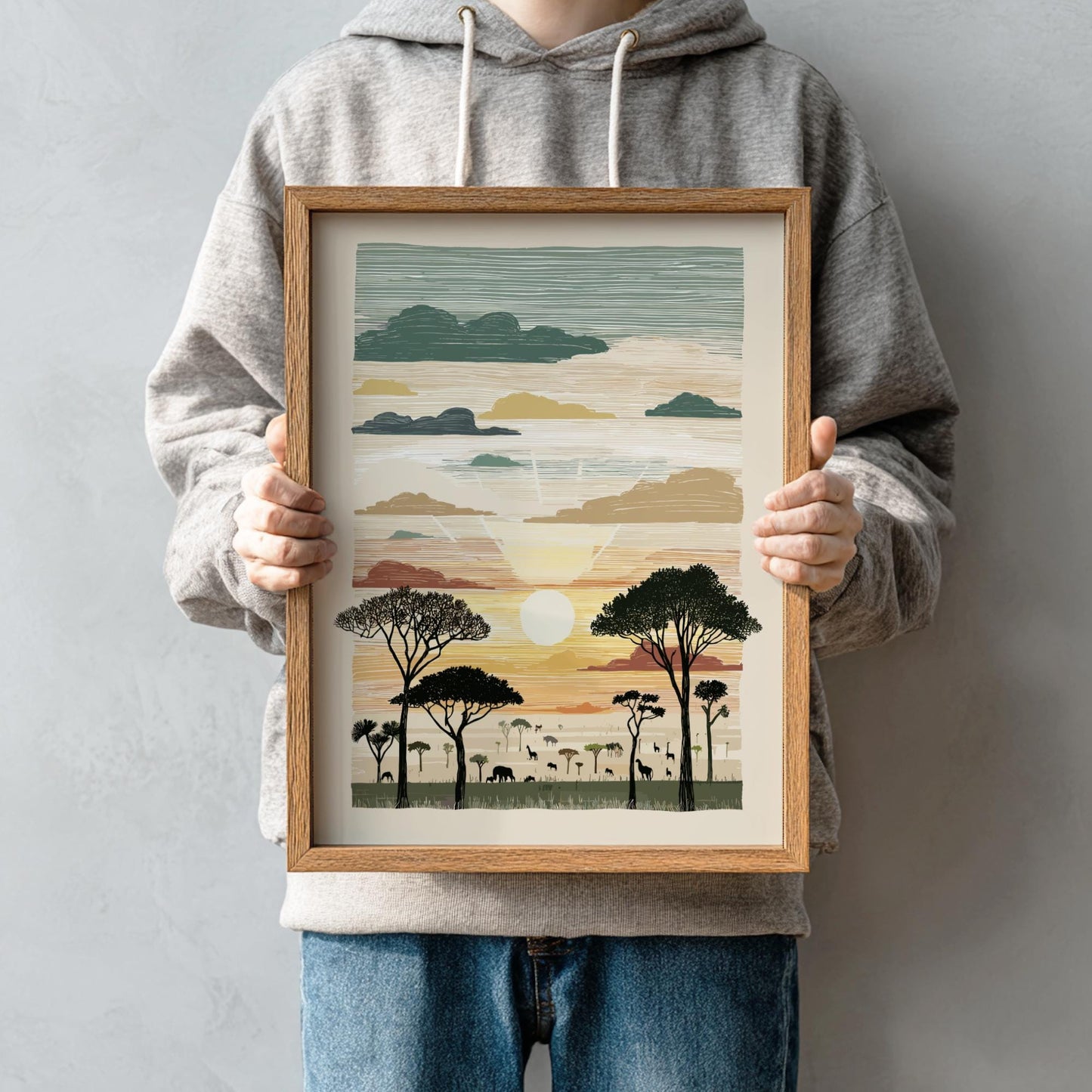 Savanna Twilight Glow - Pastel Savanna Landscape Poster - Serene Nature Wall Decor Poster