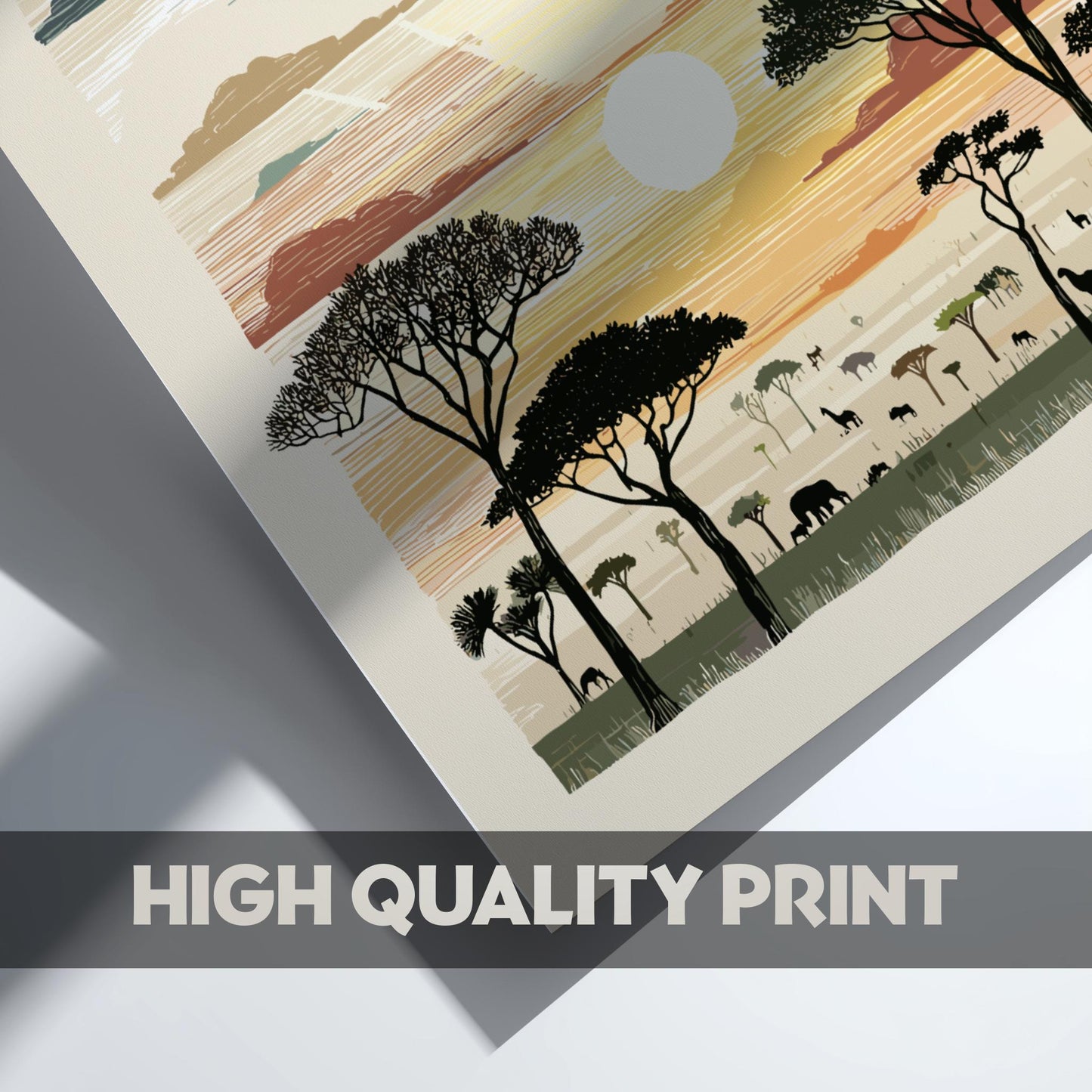Savanna Twilight Glow - Pastel Savanna Landscape Poster - Serene Nature Wall Decor Poster