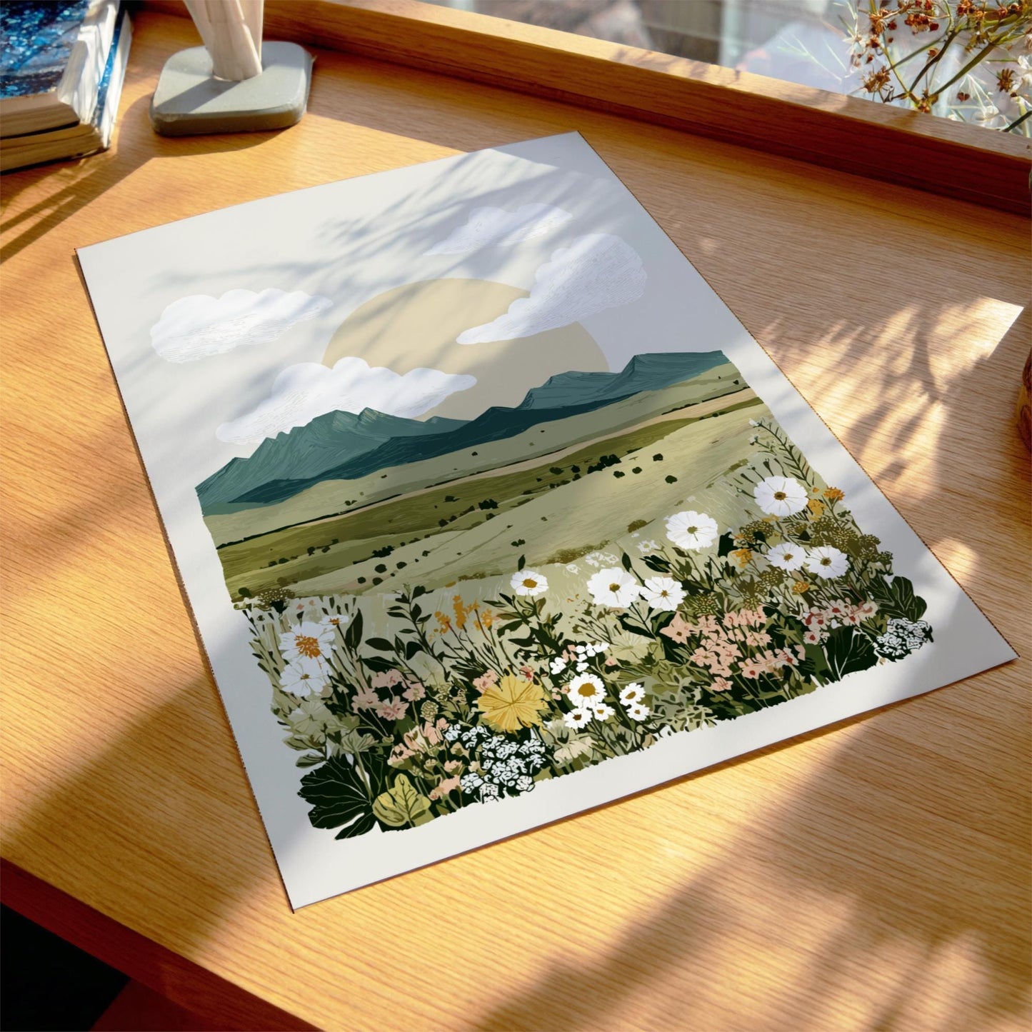 Prairie Sunset Bloom - Pastel Prairie Landscape Poster - Serene Nature Wall Decor Poster