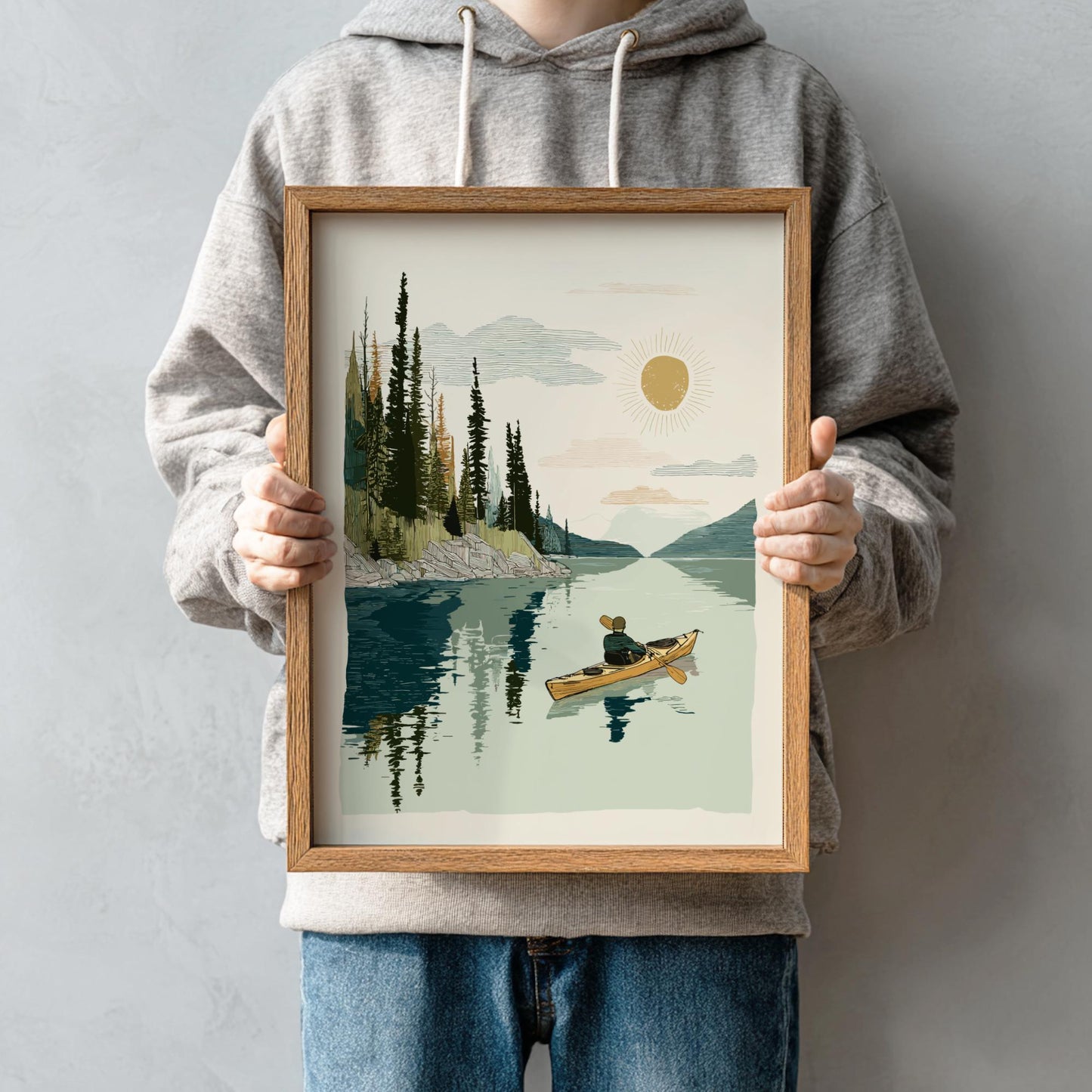 Paddle into Twilight - Pastel Kayaking Poster - Serene Nature Wall Decor Poster