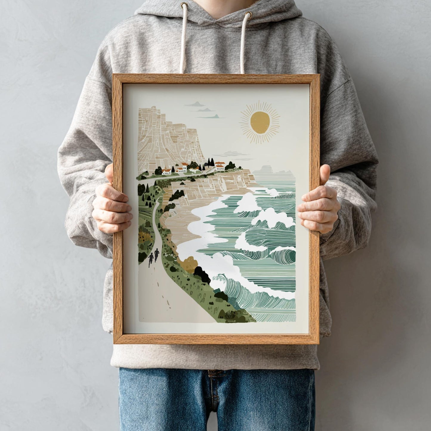 Over the Cliffs - Pastel Seaside Landscape Poster - Serene Nature Wall Decor Poster