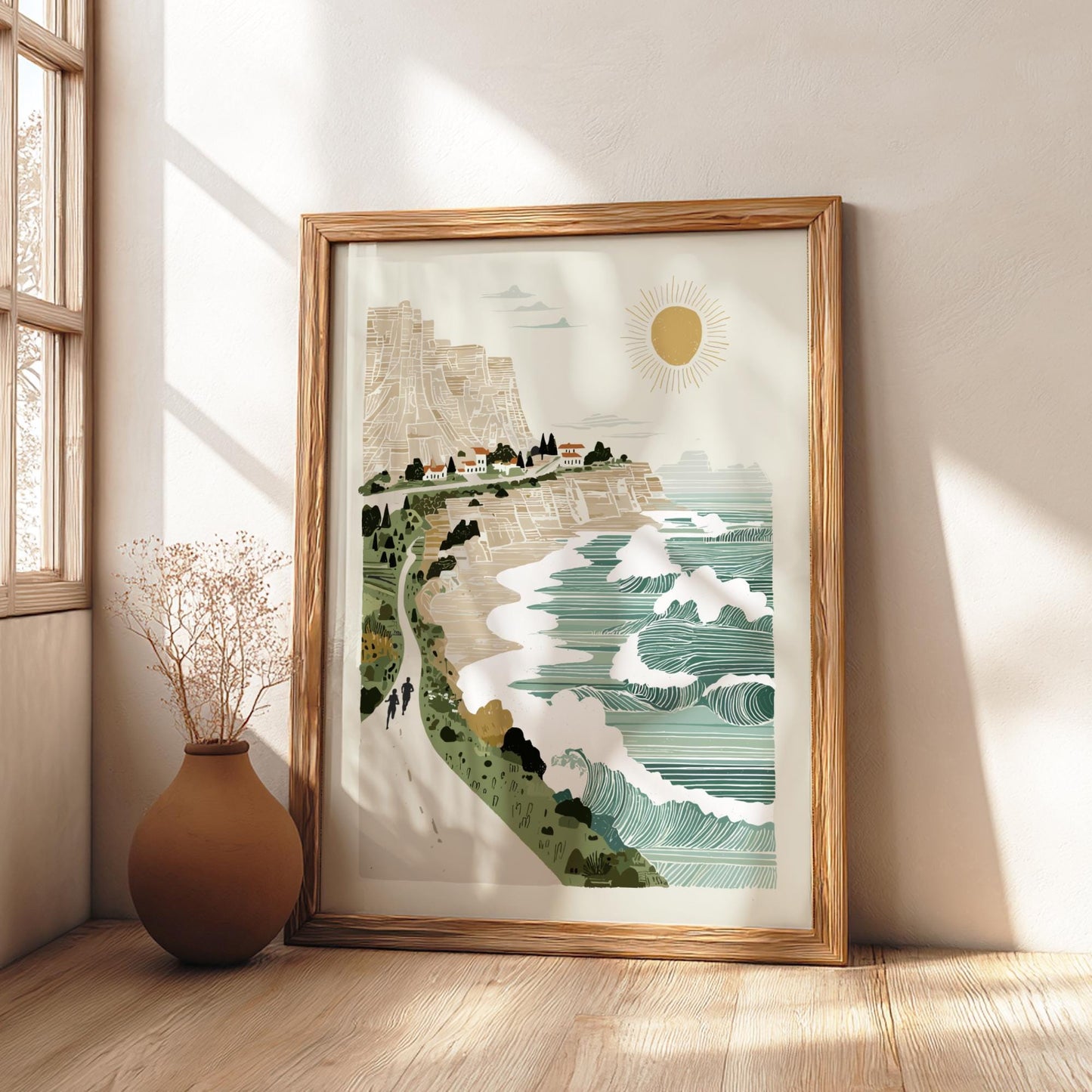 Over the Cliffs - Pastel Seaside Landscape Poster - Serene Nature Wall Decor Poster