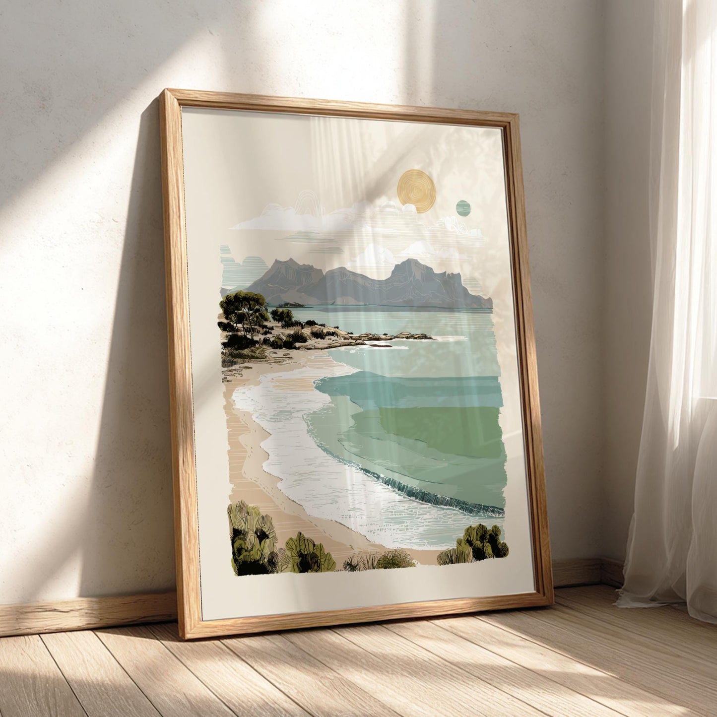Oceanic Horizon Glow - Pastel Ocean View Poster - Serene Nature Wall Decor Poster