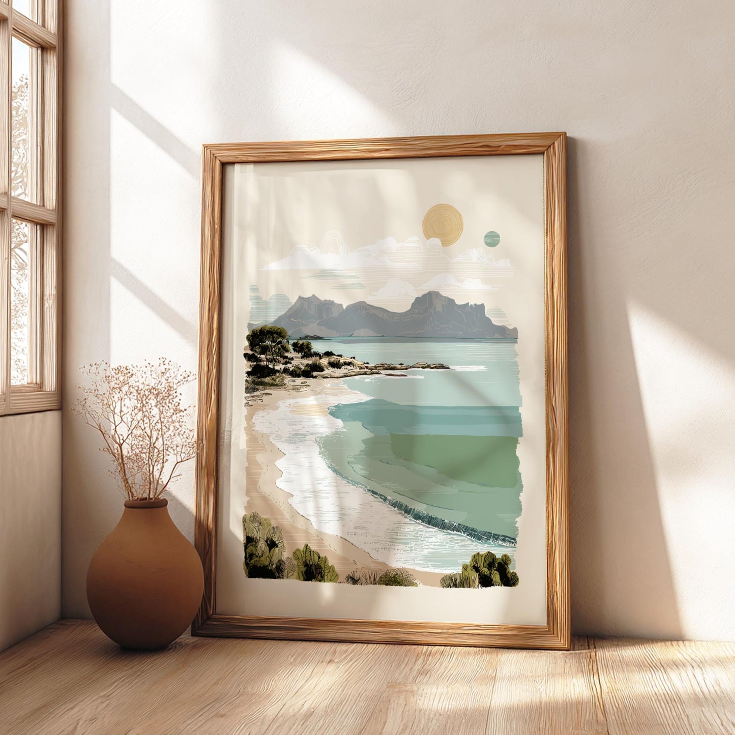 Oceanic Horizon Glow - Pastel Ocean View Poster - Serene Nature Wall Decor Poster