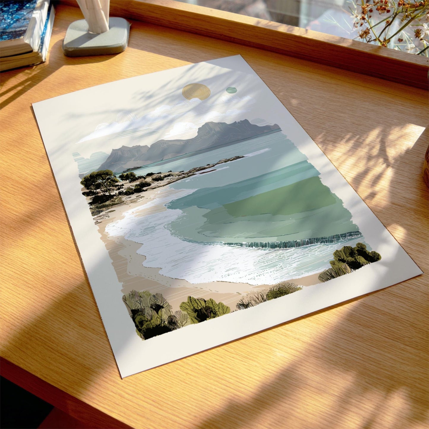 Oceanic Horizon Glow - Pastel Ocean View Poster - Serene Nature Wall Decor Poster