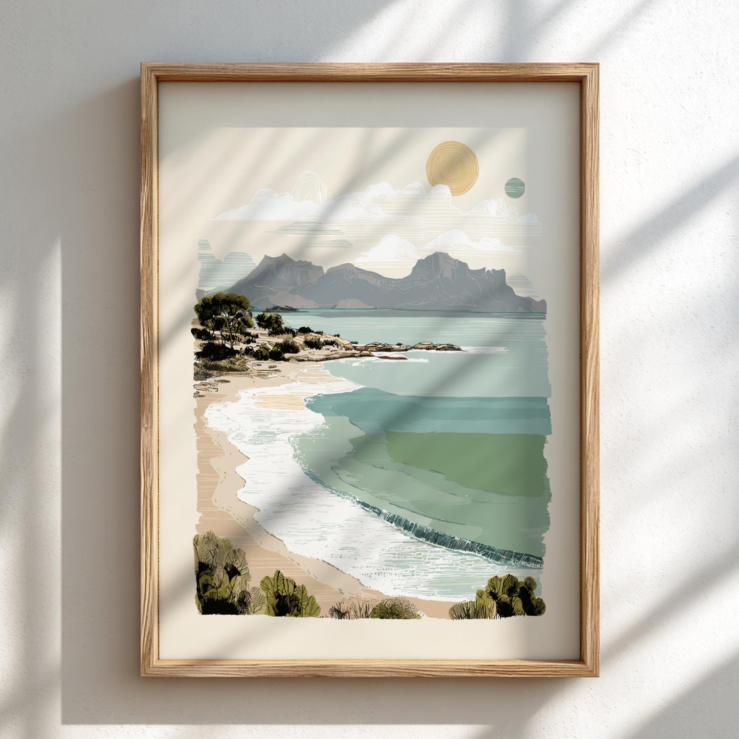 Oceanic Horizon Glow - Pastel Ocean View Poster - Serene Nature Wall Decor Poster