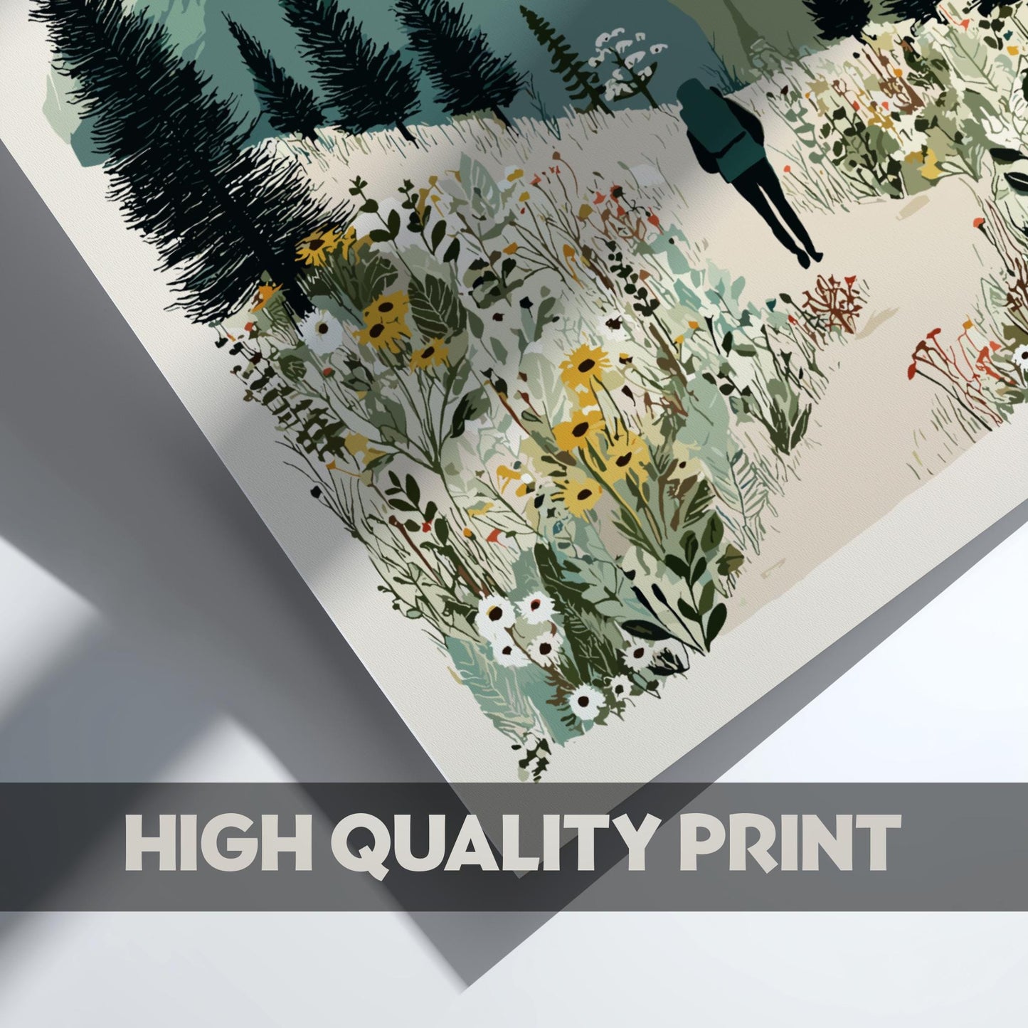 Hike Through Mists - Pastel Hiking Poster - Serene Nature Wall Decor Poster