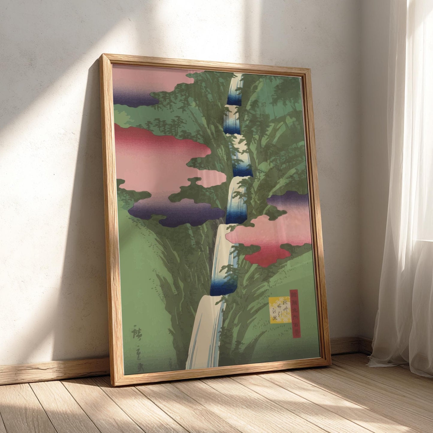 Nunobiki Falls Hiroshige II Print, Settsu Province Ukiyo-e, Japanese Woodblock, Landscape Art