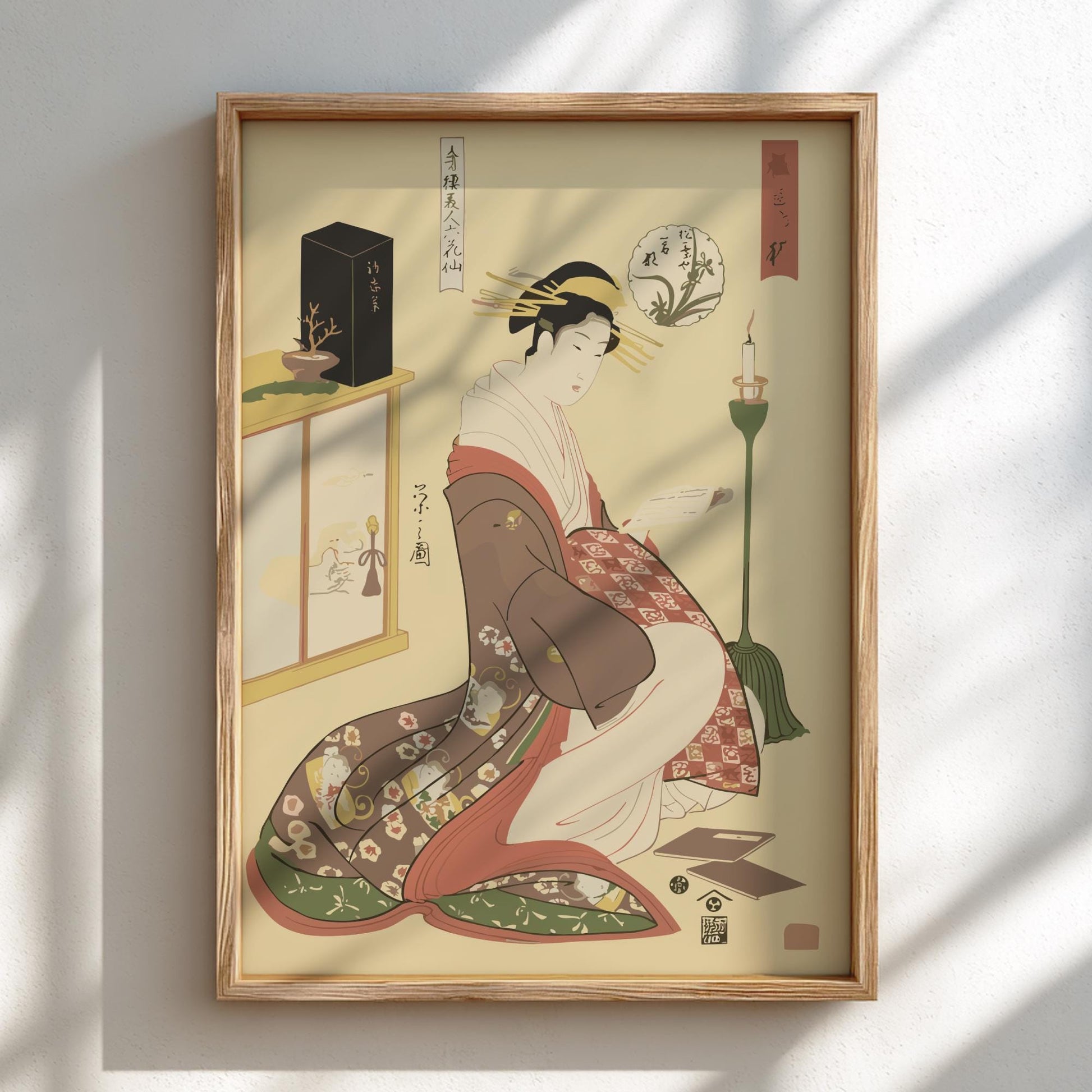 Wakana of the Matsubaya Eishi Print, Seirō Bijin Rokkasen Ukiyo-e, Edo Japanese Woodblock Art