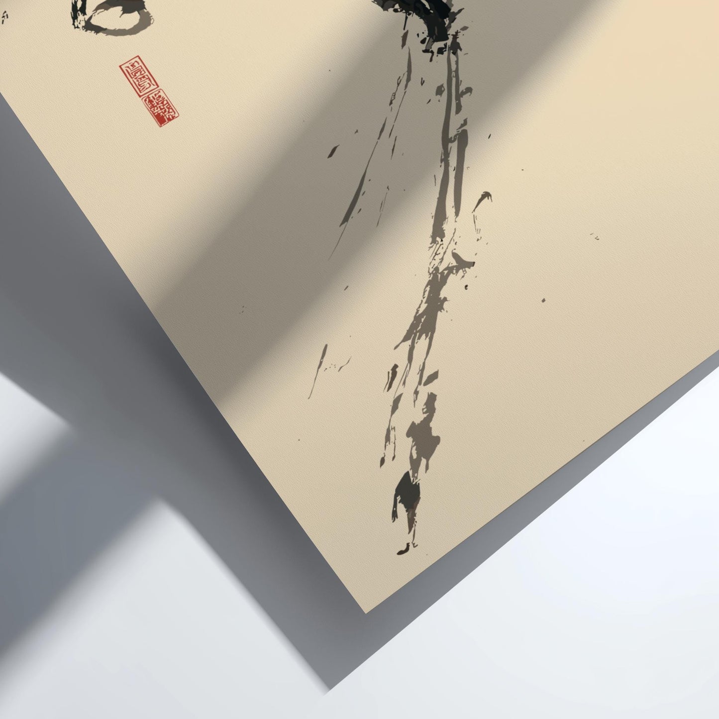 The Brushstroke Wanderer - Samurai and Japanese Calligraphy Print, Monochrome Ink Brush Art, Edo-Inspired Minimalist Wall Decor