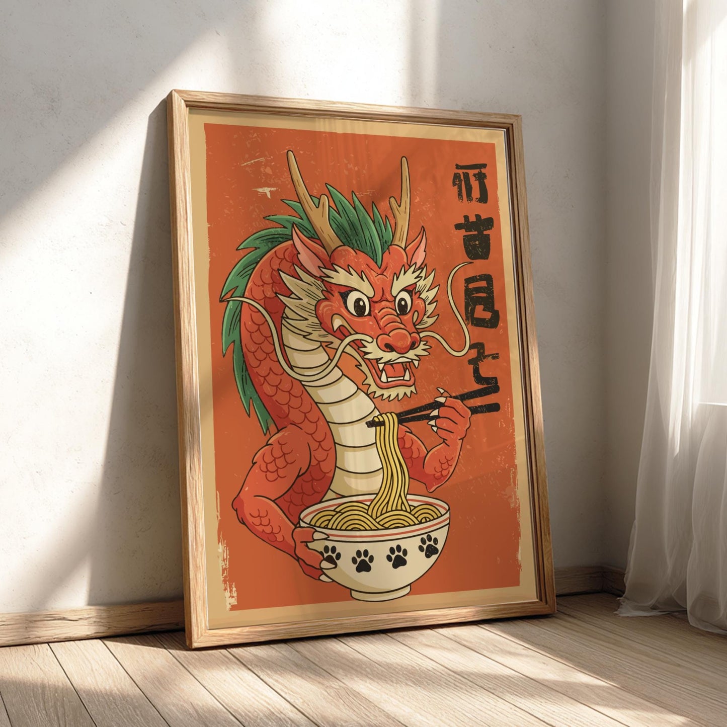 Hungry Dragon Ramen Poster: Japanese Food Art Print