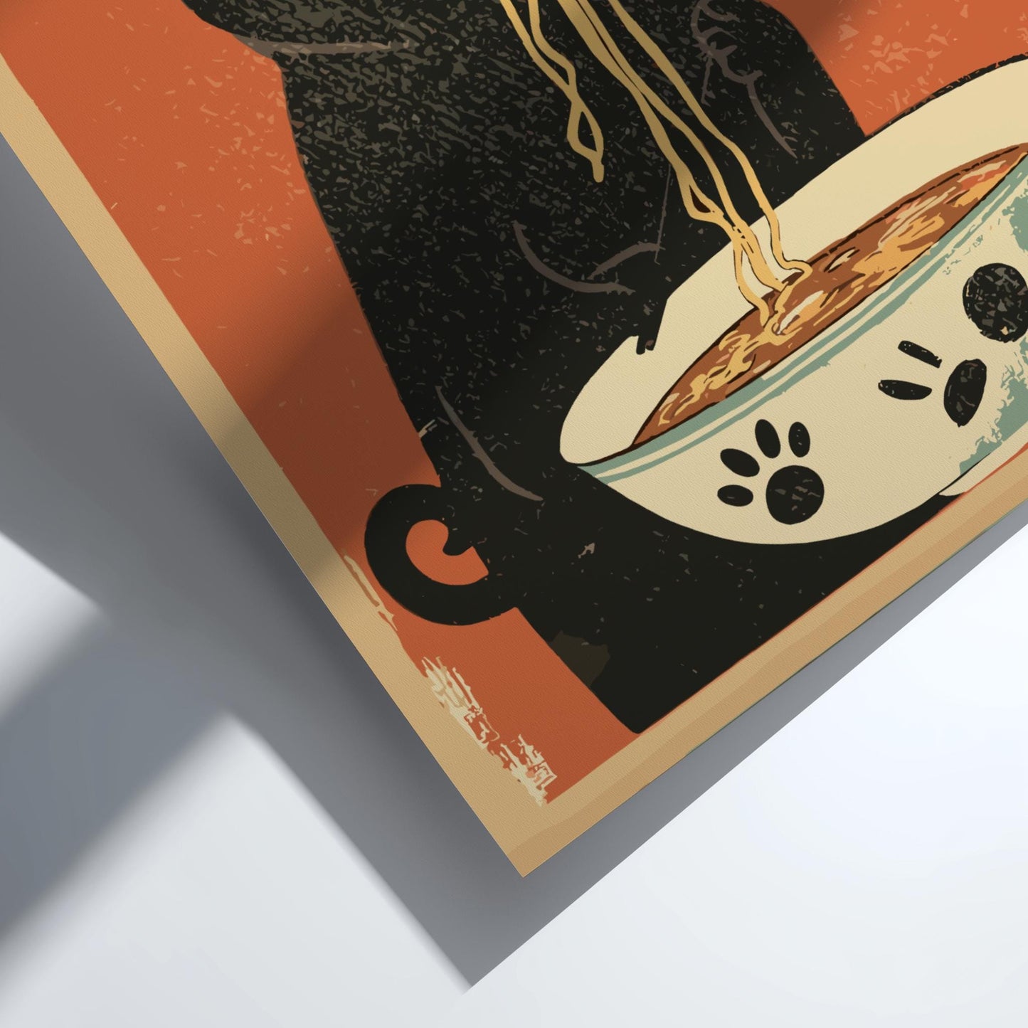 Hungry Black Pug Ramen Poster: Japanese Food Art Print - Dog poster