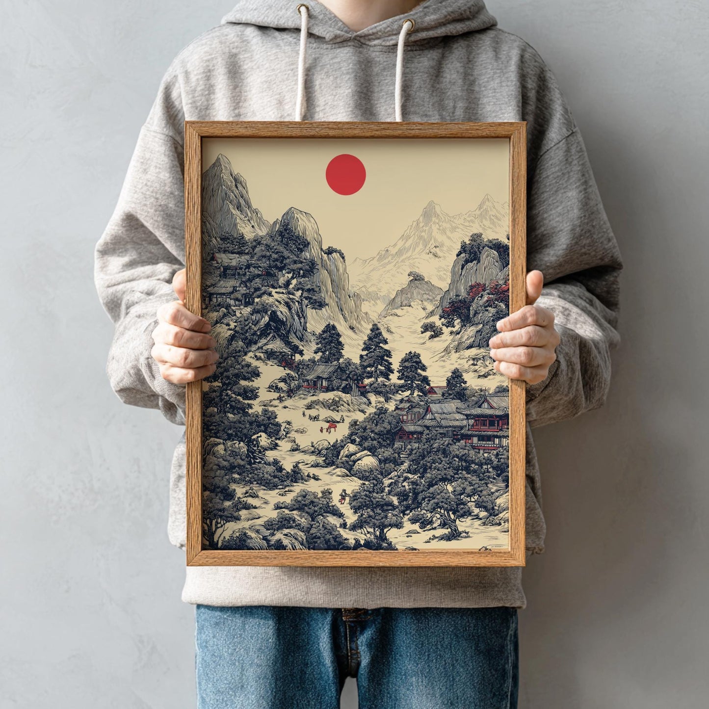 Detailed Japanese Landscape Print