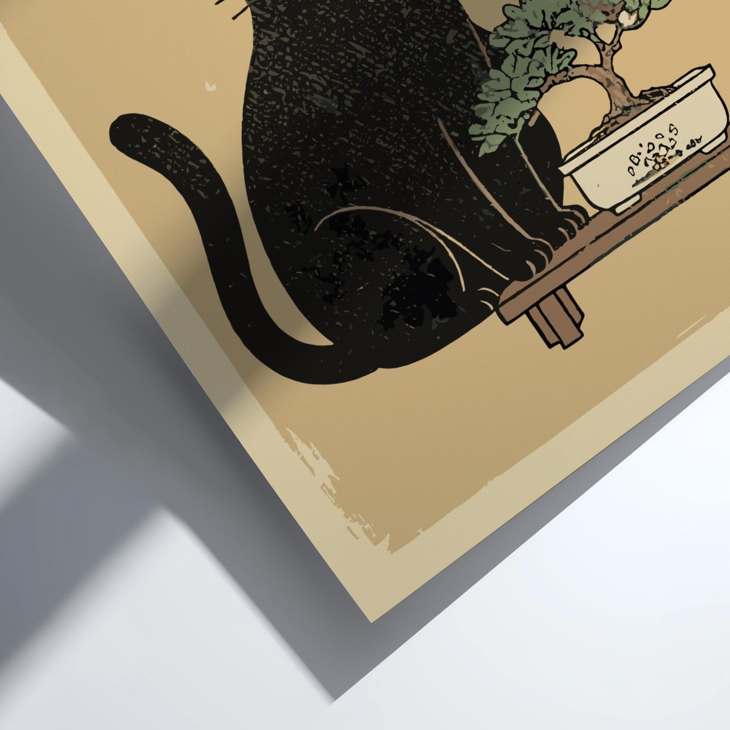 Bonsai Cat Art Print, Japanese Zen Garden Poster