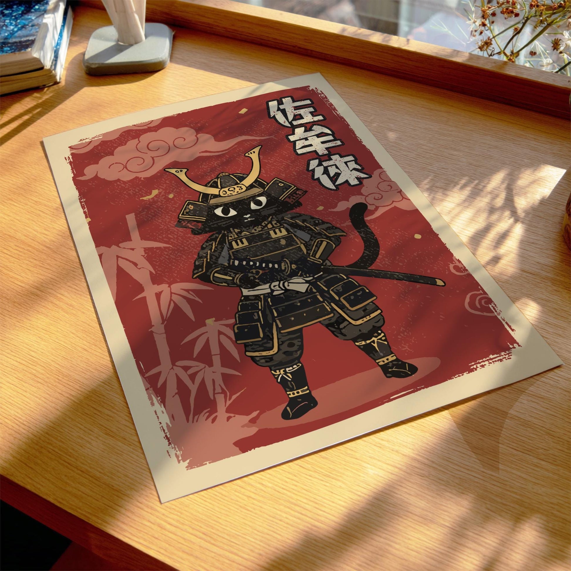 Samurai Cat Art Print (Armor)