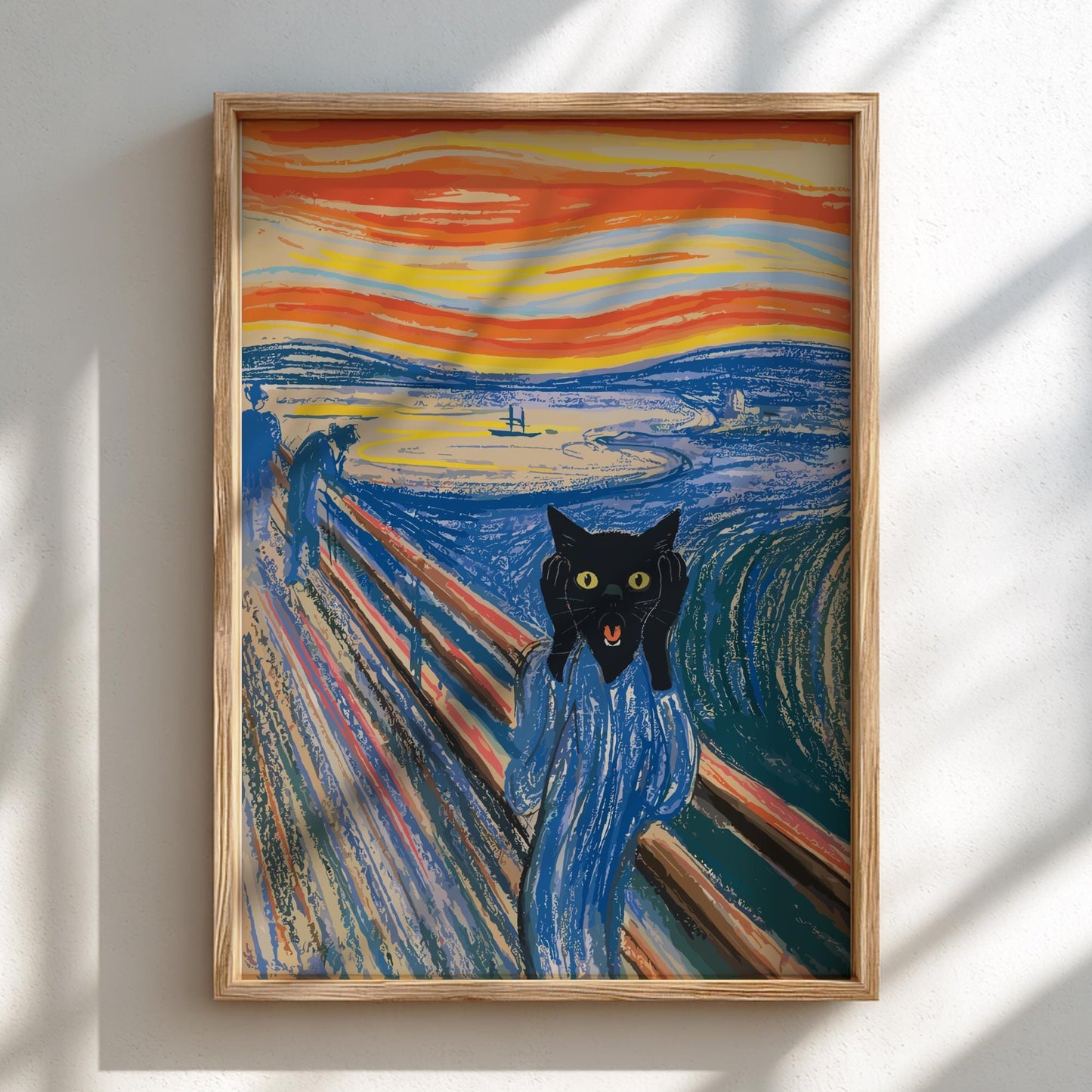 Black Cat The Scream Poster, Munch Art Parody Print
