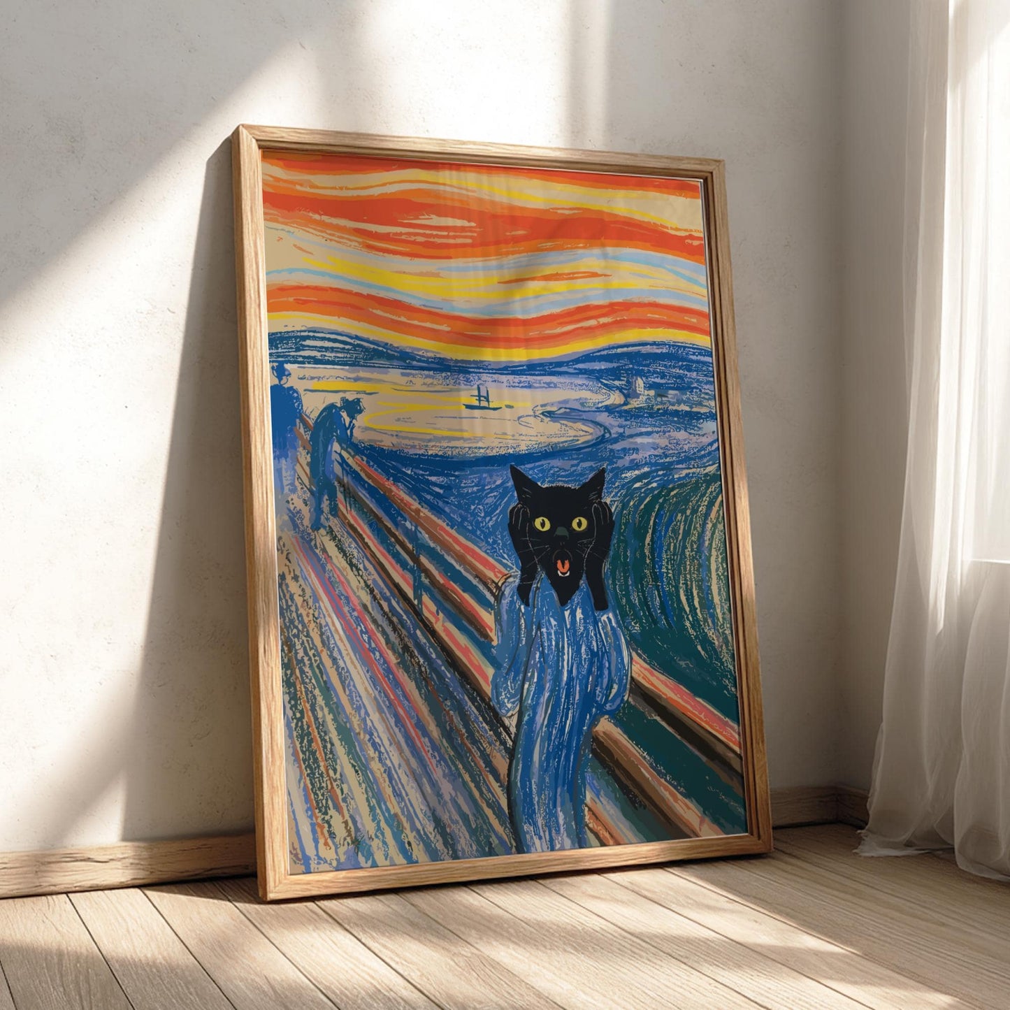 Black Cat The Scream Poster, Munch Art Parody Print