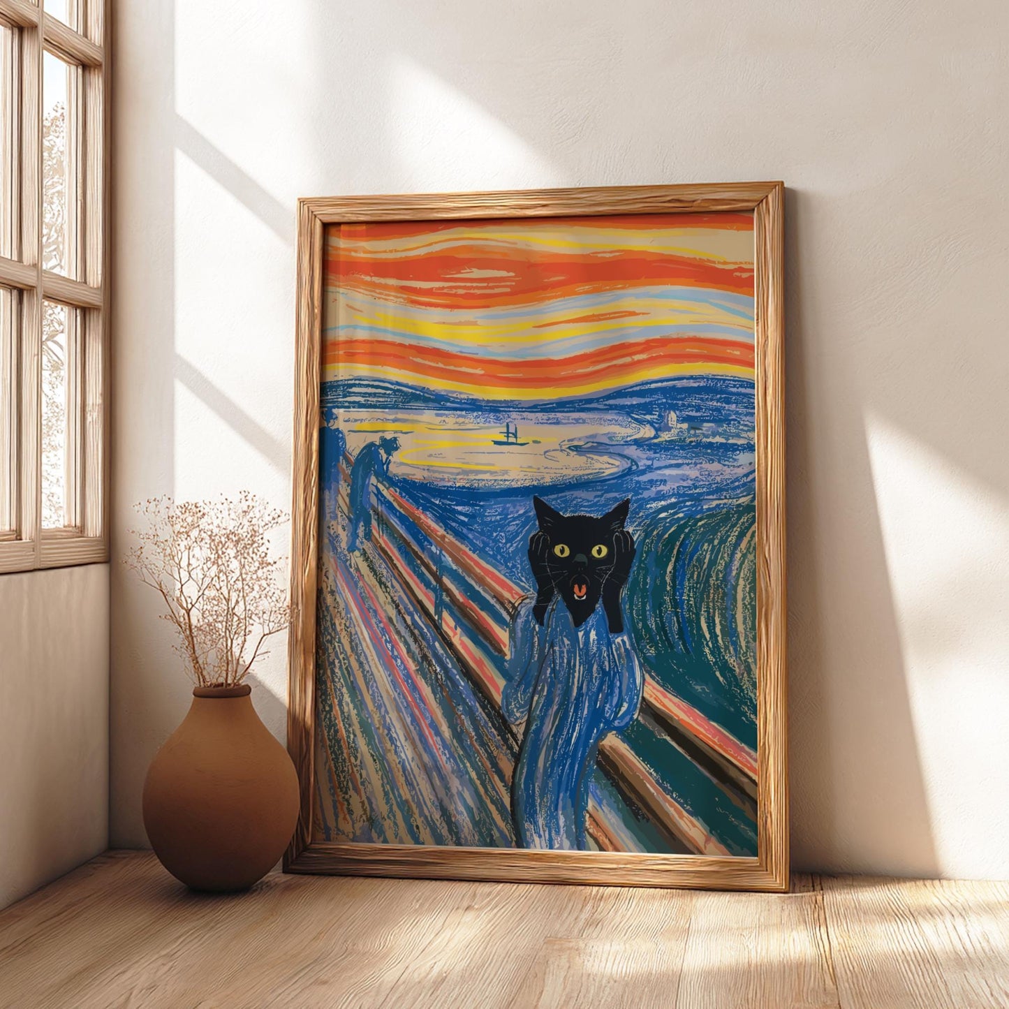 Black Cat The Scream Poster, Munch Art Parody Print