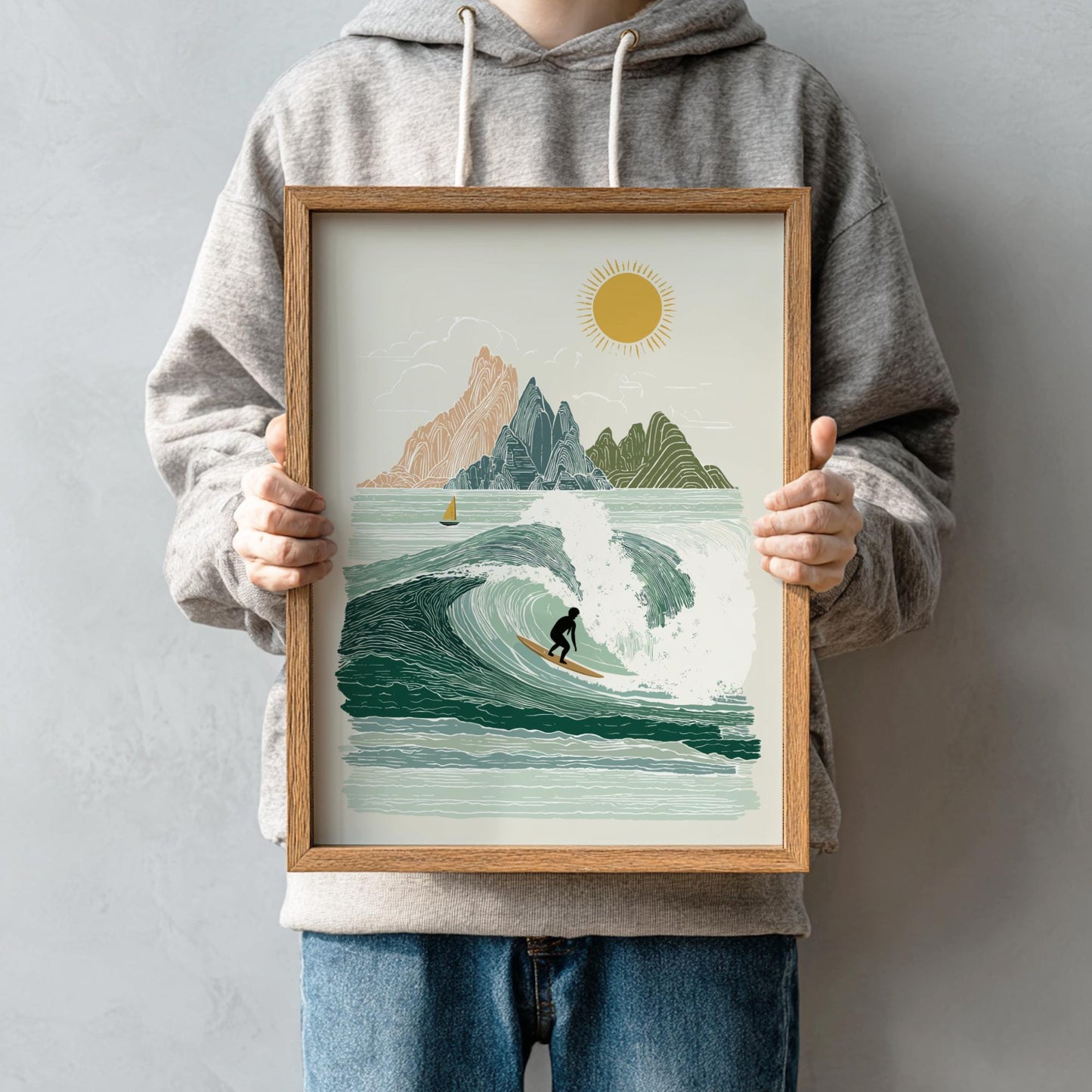 Surf's Crest - Pastel Surfing Poster - Serene Nature Wall Decor Poster