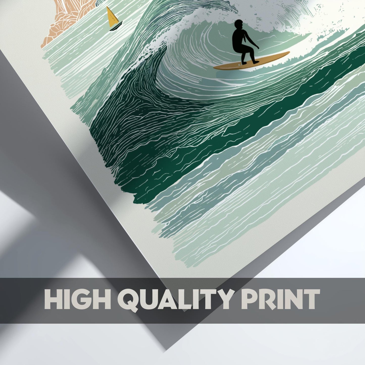 Surf's Crest - Pastel Surfing Poster - Serene Nature Wall Decor Poster