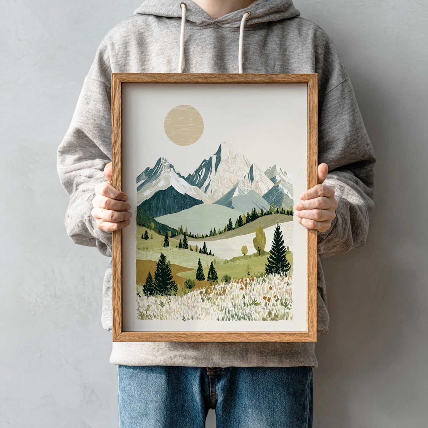 Sunlit Ridge Echo - Pastel Mountain Landscape Poster - Serene Nature Wall Decor Poster