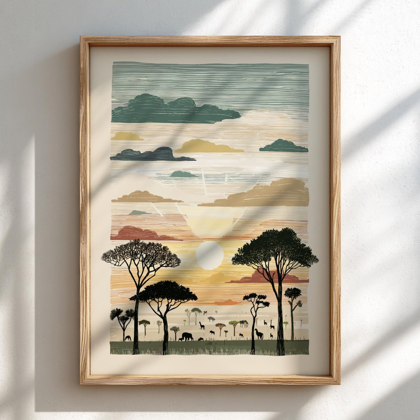 Savanna Twilight Glow - Pastel Savanna Landscape Poster - Serene Nature Wall Decor Poster