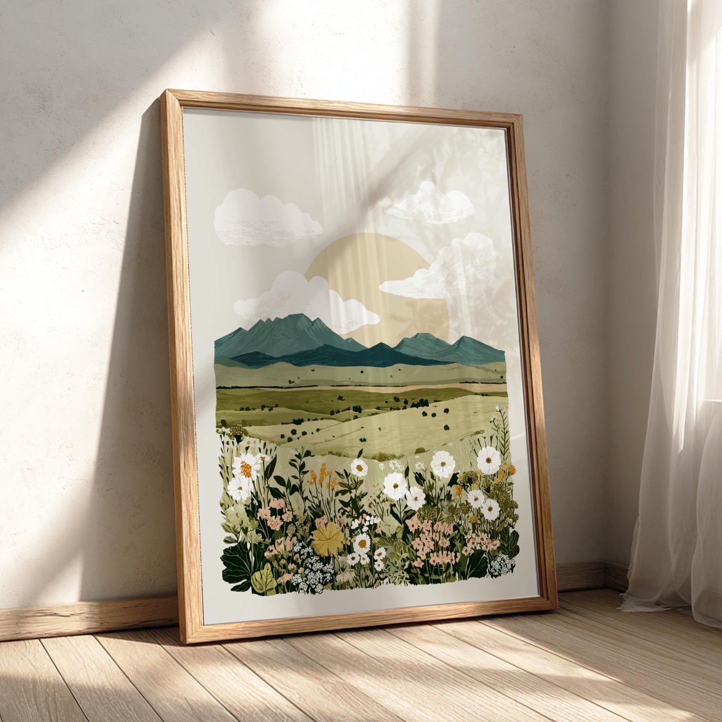 Prairie Sunset Bloom - Pastel Prairie Landscape Poster - Serene Nature Wall Decor Poster