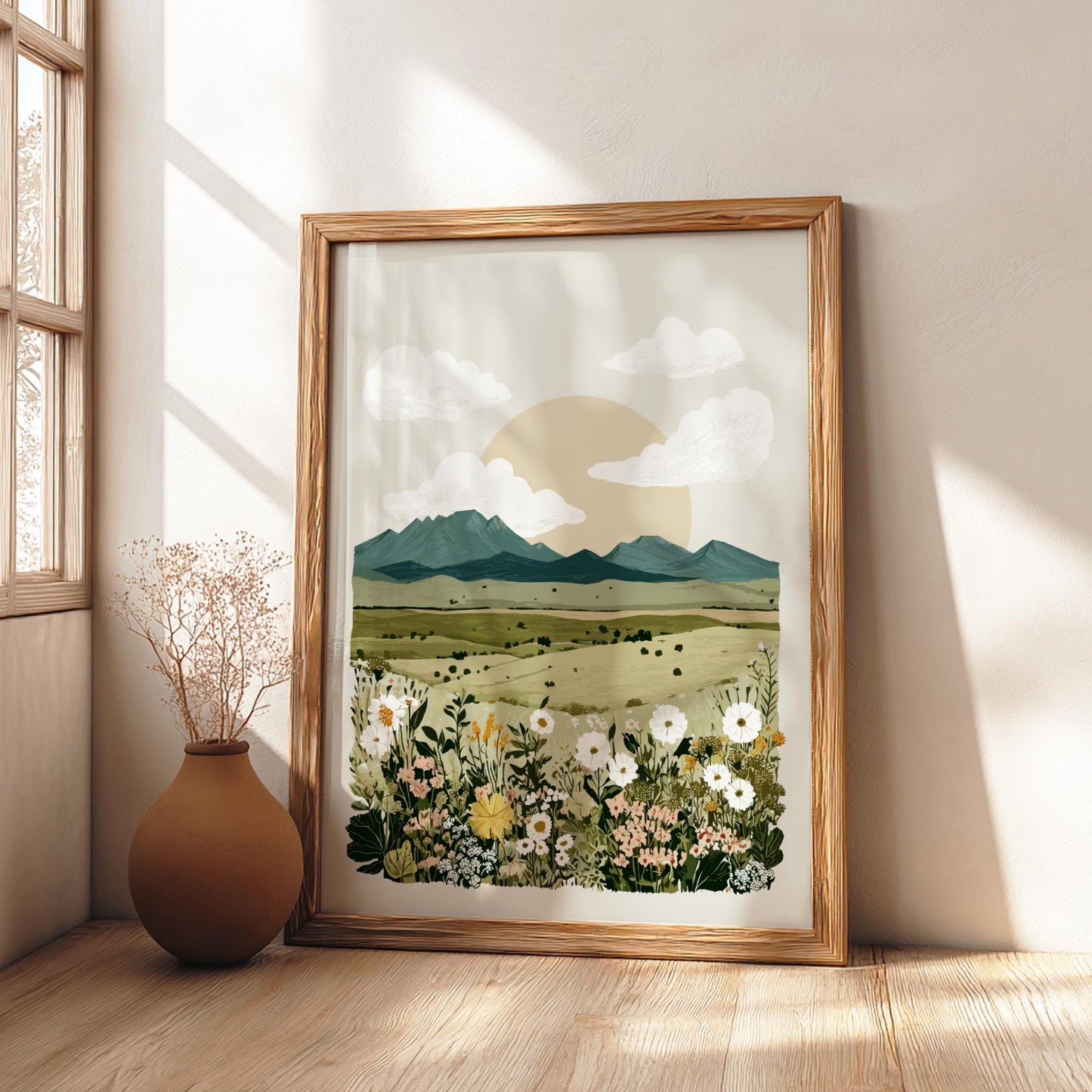 Prairie Sunset Bloom - Pastel Prairie Landscape Poster - Serene Nature Wall Decor Poster