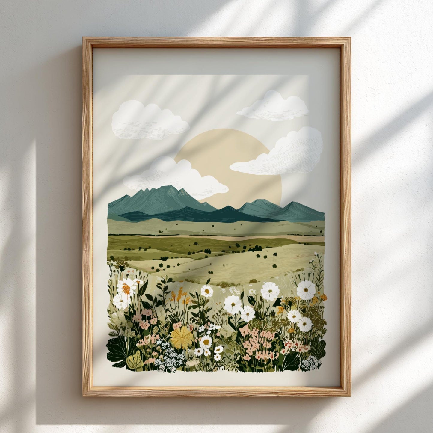 Prairie Sunset Bloom - Pastel Prairie Landscape Poster - Serene Nature Wall Decor Poster