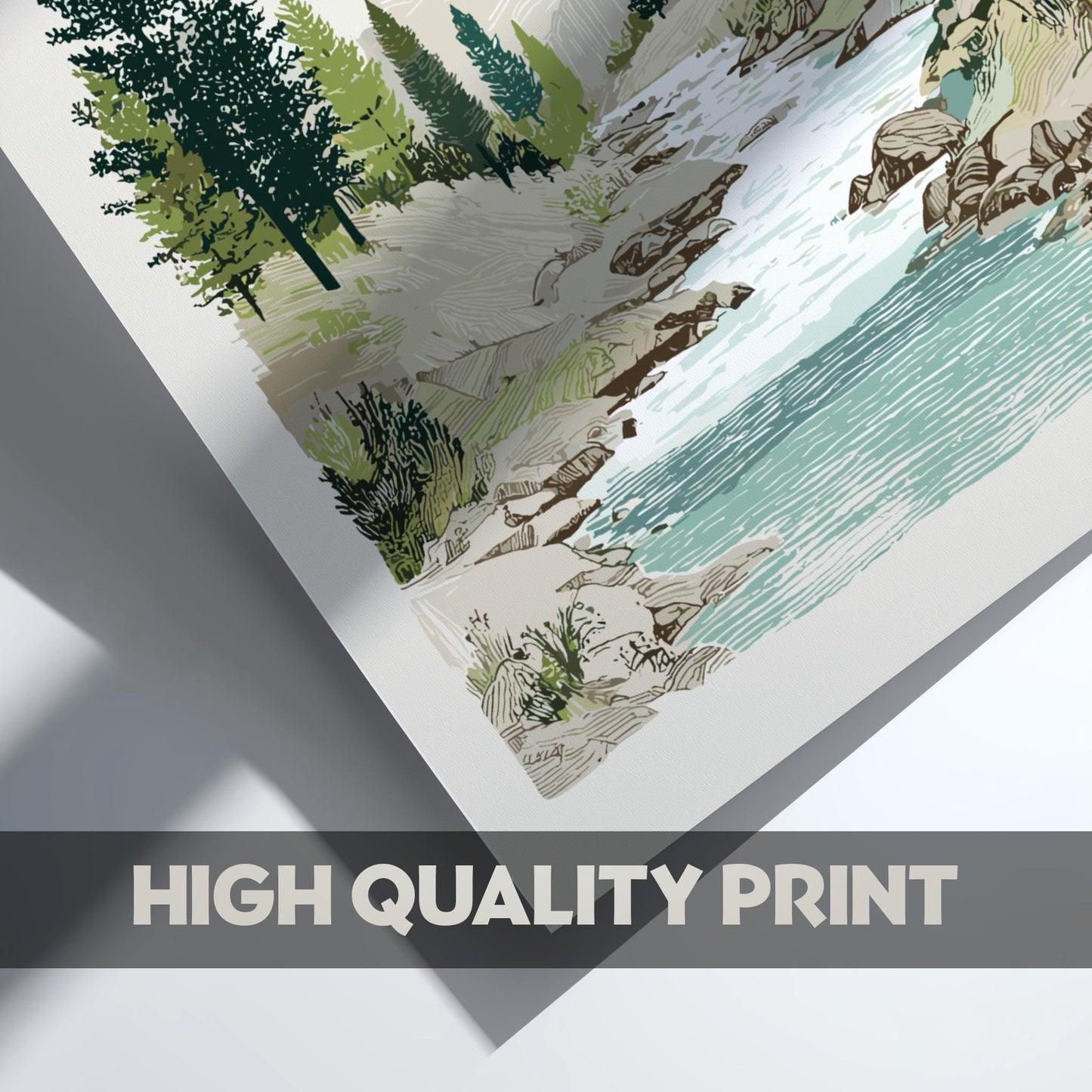 Pine Creek - Pastel Pine Forest Landscape Poster - Serene Nature Wall Decor Poster
