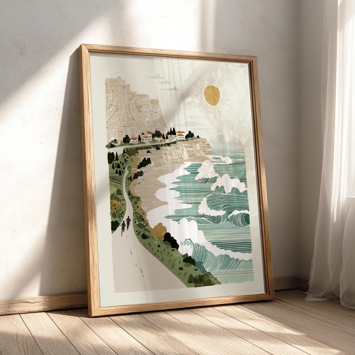 Over the Cliffs - Pastel Seaside Landscape Poster - Serene Nature Wall Decor Poster