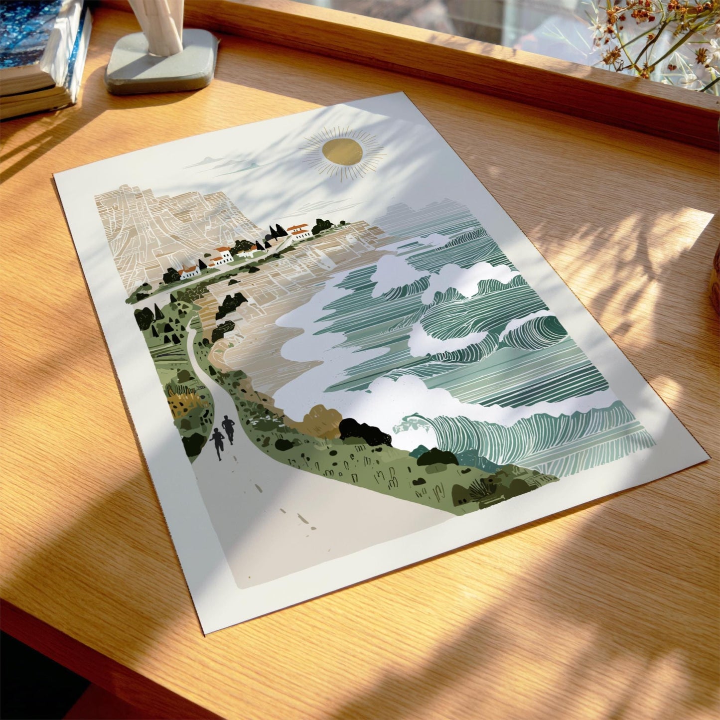 Over the Cliffs - Pastel Seaside Landscape Poster - Serene Nature Wall Decor Poster