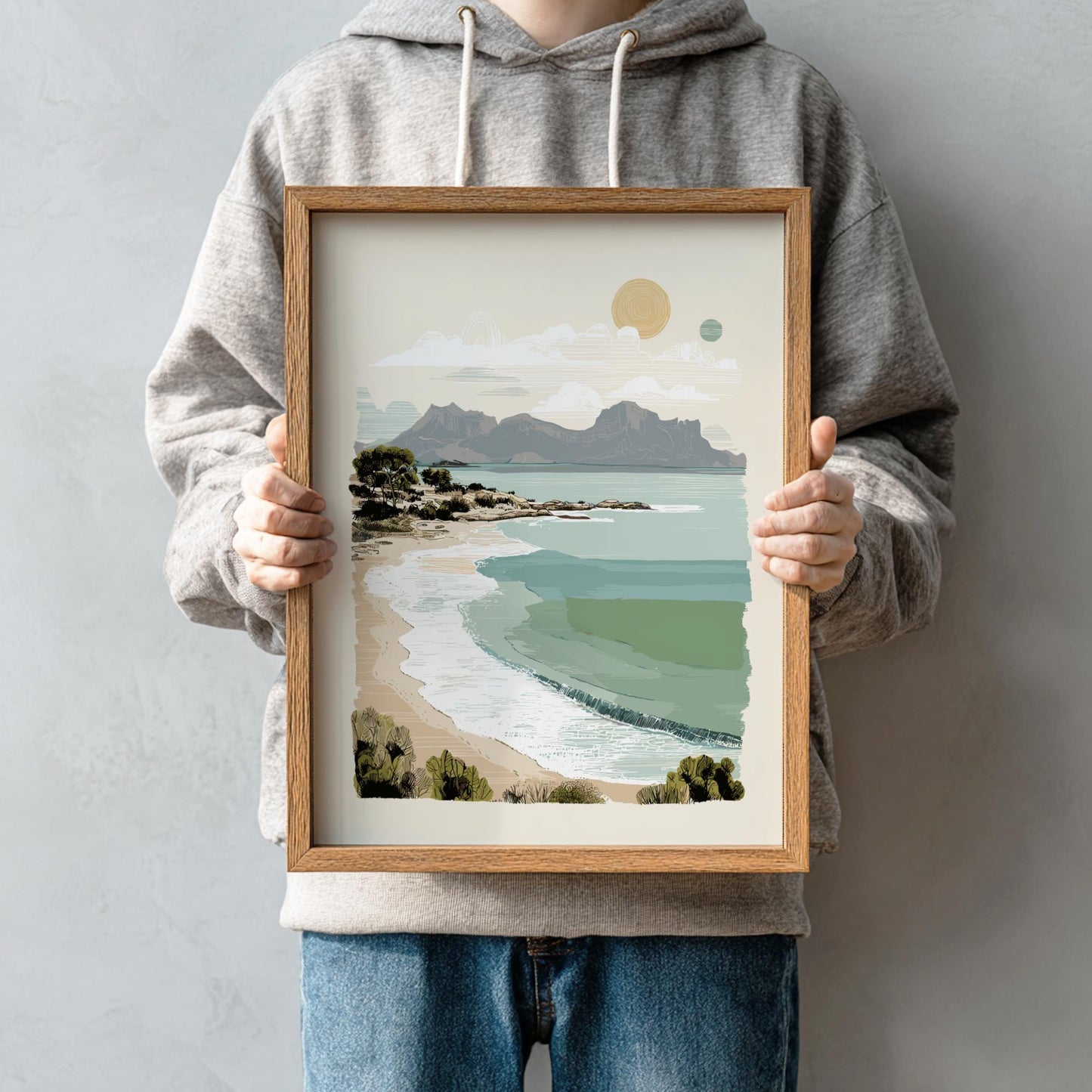 Oceanic Horizon Glow - Pastel Ocean View Poster - Serene Nature Wall Decor Poster