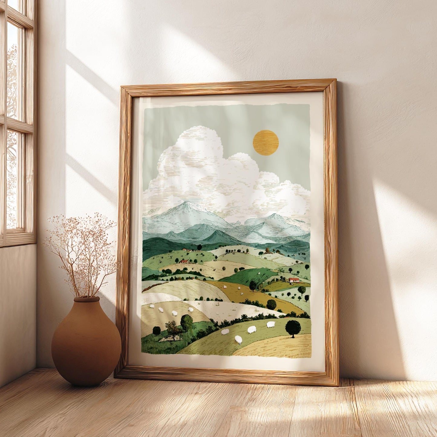 Highland Mist Haven - Pastel Highlands Poster - Serene Nature Wall Decor Poster
