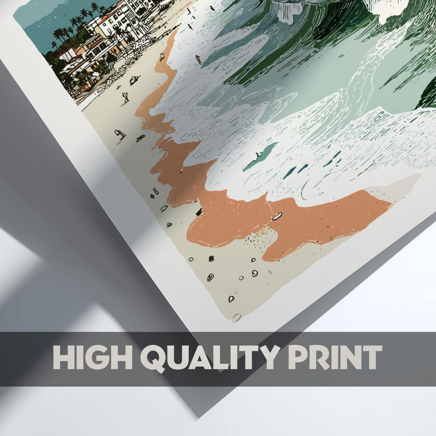 Coastal Town - Pastel Seaside Town Poster - Serene Nature Wall Decor Poster