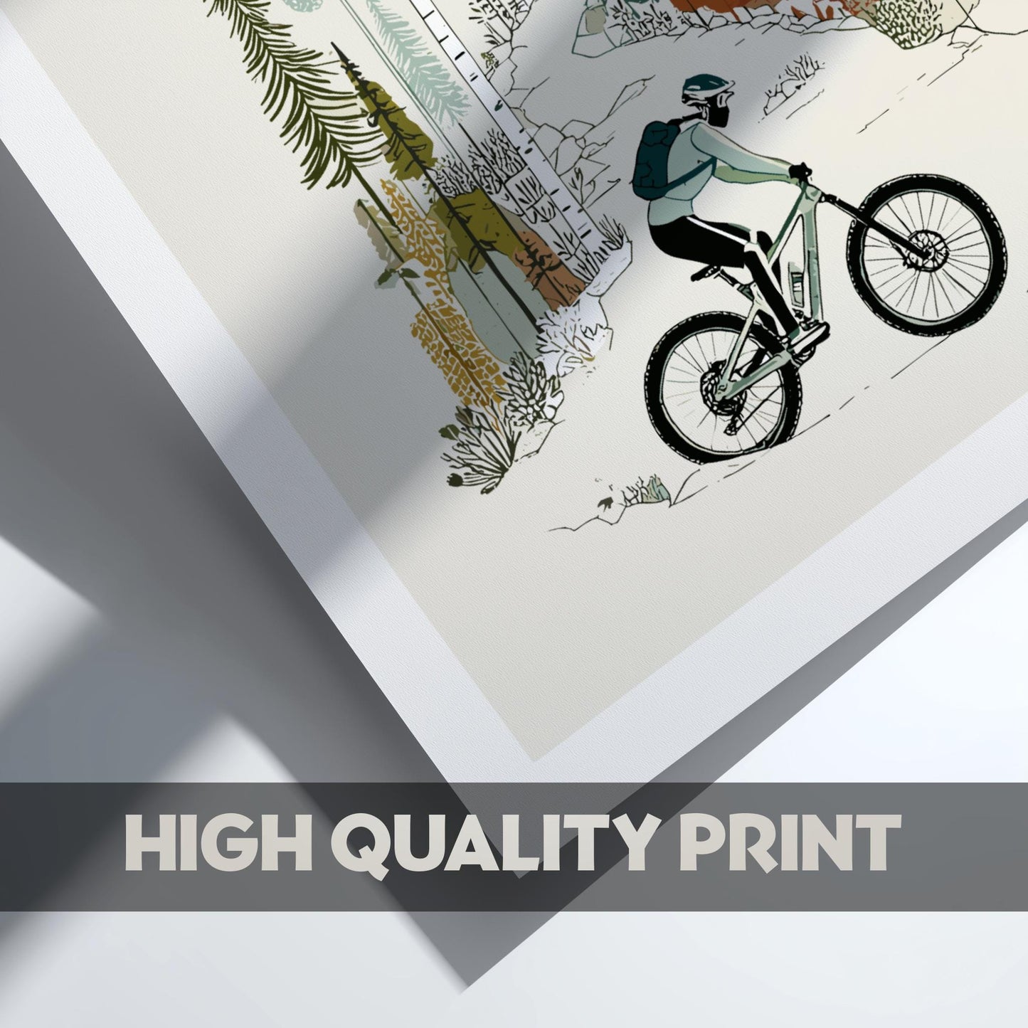 Bike Down Golden Trails - Pastel Cycling Poster - Serene Nature Wall Decor Print