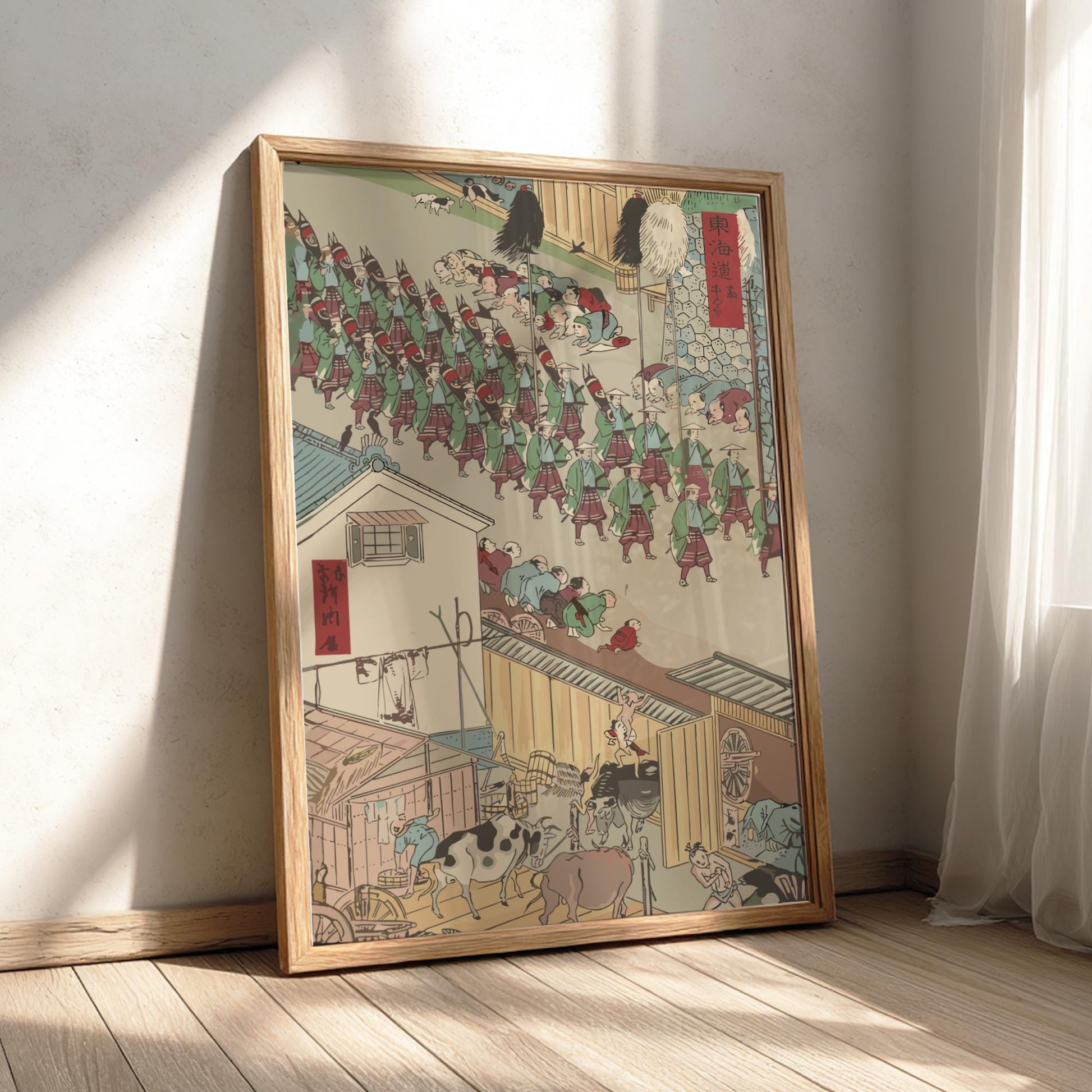 The Cow Shed at Takanawa Chikamaro Print, Edo Japanese Woodblock Ukiyo-e, Rural Japan Landscape