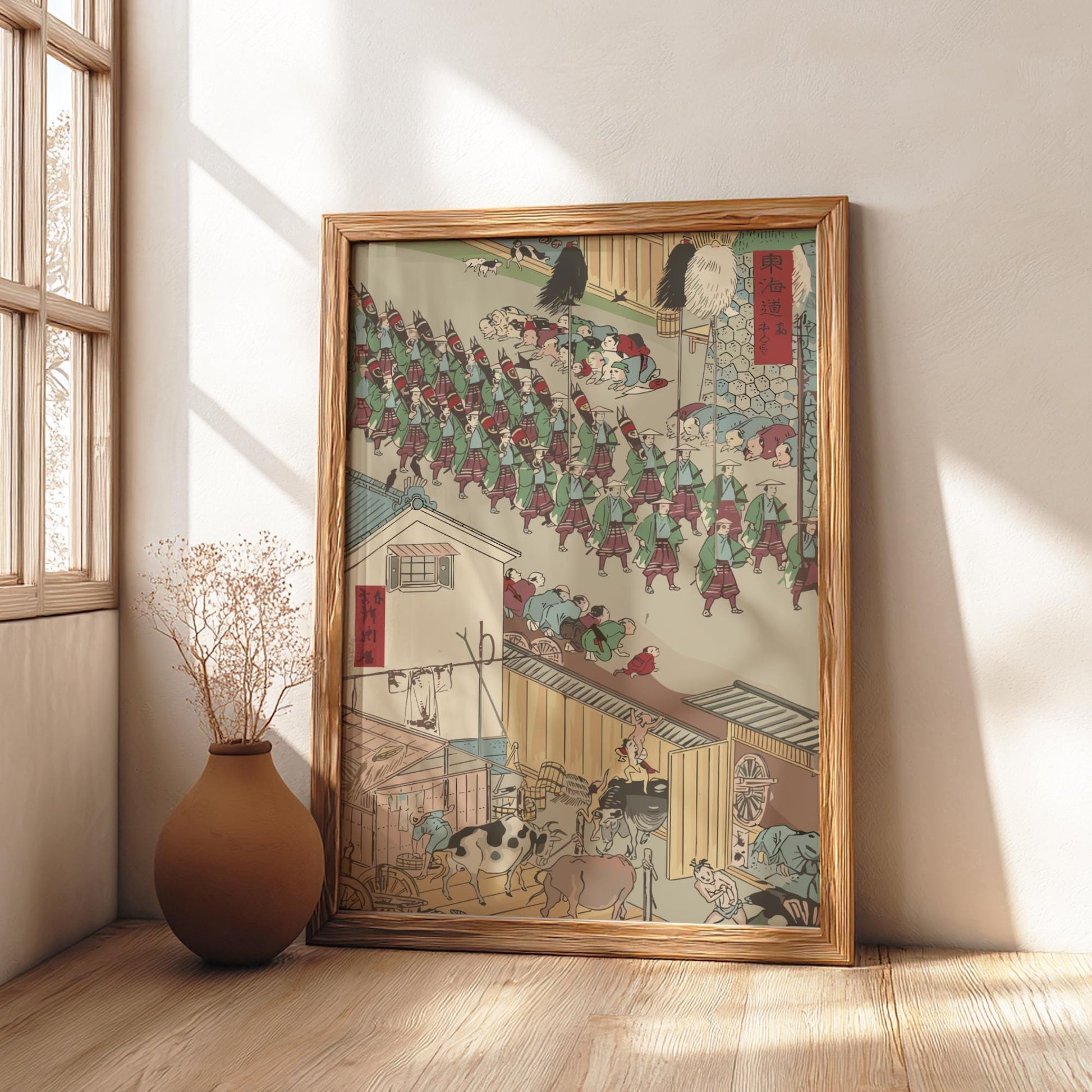 The Cow Shed at Takanawa Chikamaro Print, Edo Japanese Woodblock Ukiyo-e, Rural Japan Landscape