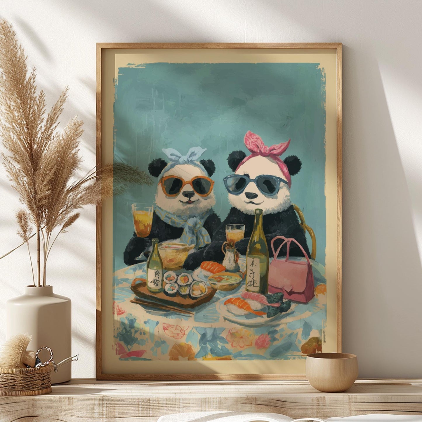 Panda Cafe Poster – Cute Japanese Tea Time Wall Art