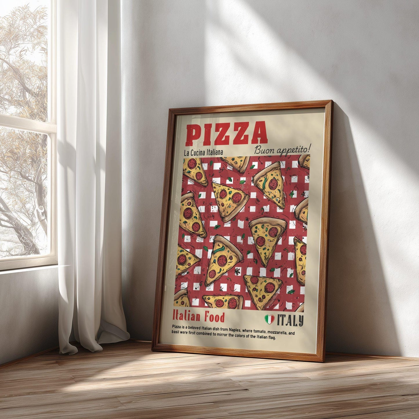 Pizza Slice Food Poster: Italian Food Kitchen Print