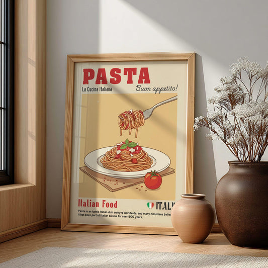 Spaghetti Pasta Food Poster: Italian Food Kitchen Print