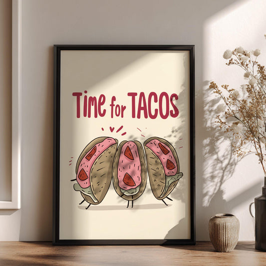 Time for Tacos Food Poster: Mexican Food Kitchen Print