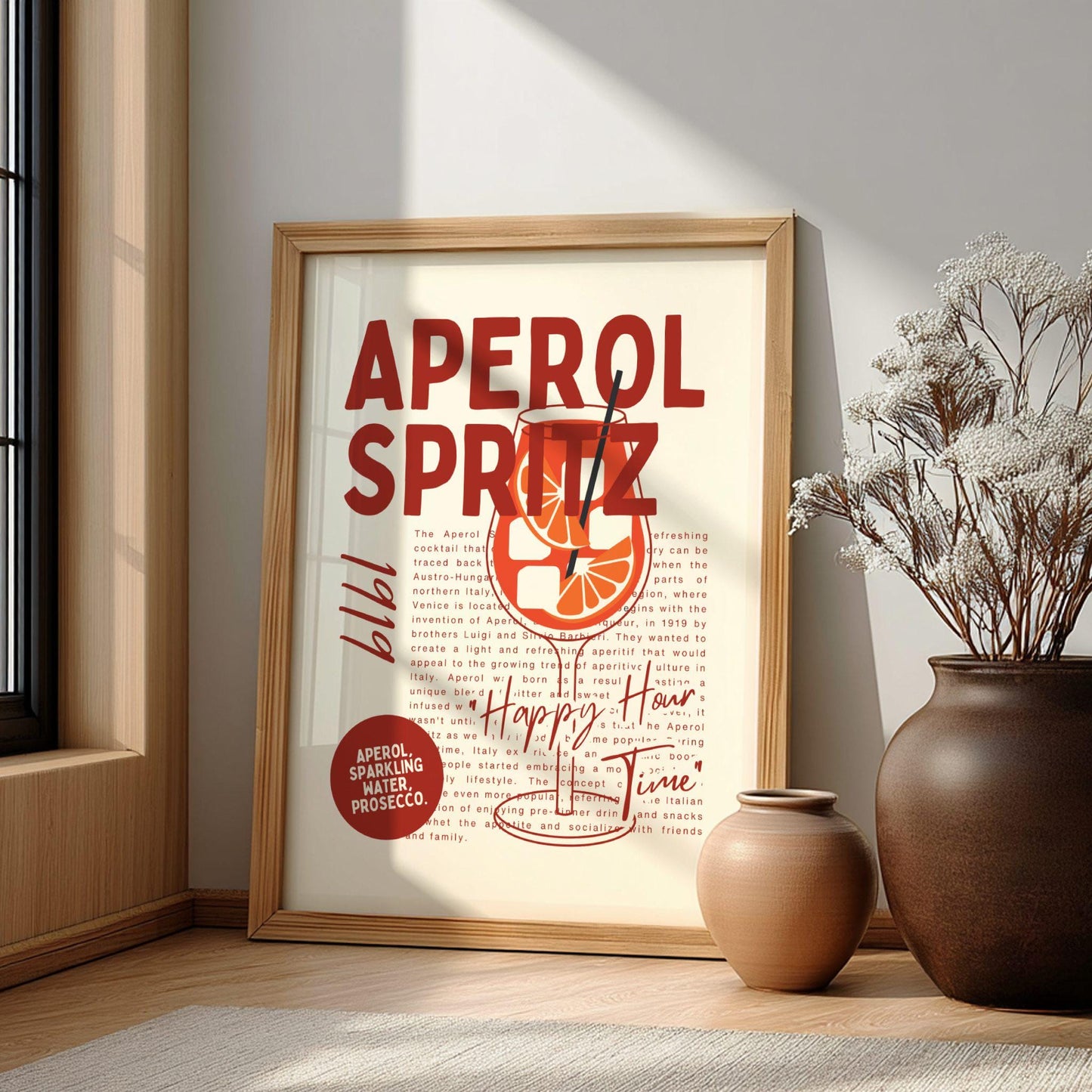 Aperol Spritz Drink Poster – Italian Cocktail Wall Art Print