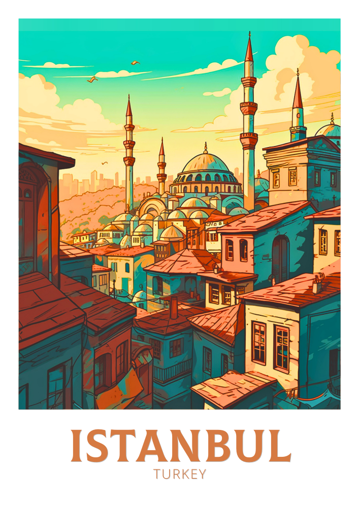 Affiche de voyage d'Istanbul - Illustration de Turquie