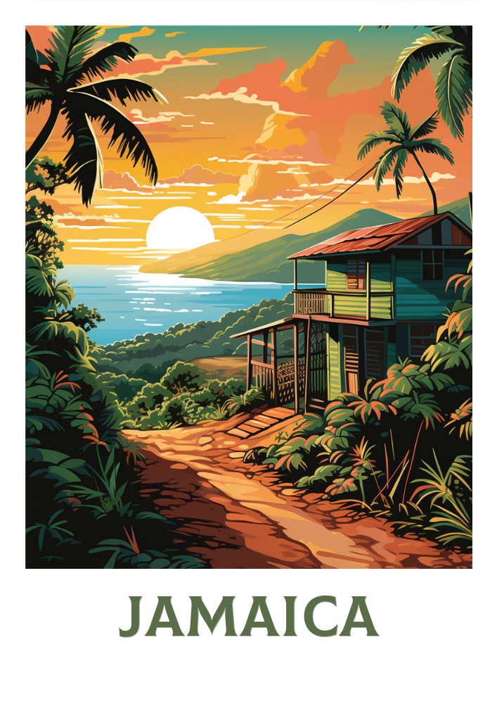 Affiche de voyage en Jamaïque - Œuvres d'art caribéennes