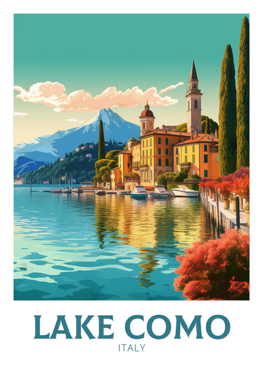 Affiche de voyage sur le lac de Côme - Italie