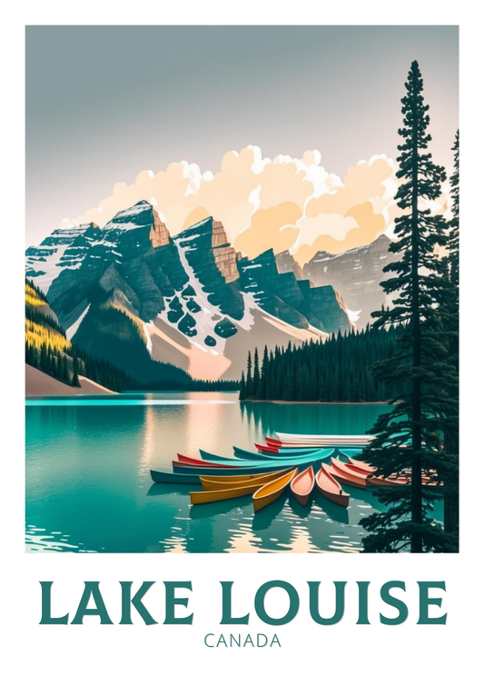 Impression de voyage sur le lac Louise - Œuvre d'art canadienne